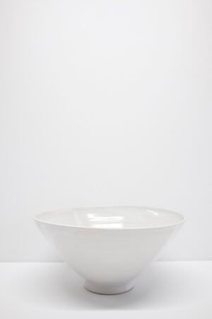 White handmade angular bowl by Kitty Ward Pottery Salcombe Devon